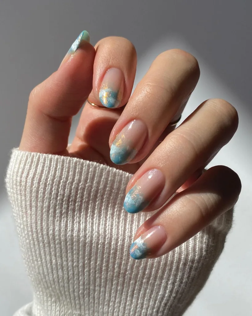 whimsical cloud french tips