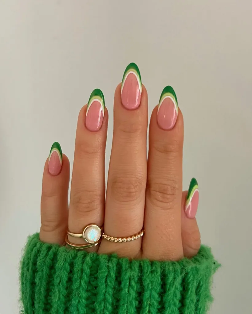 green double french tips