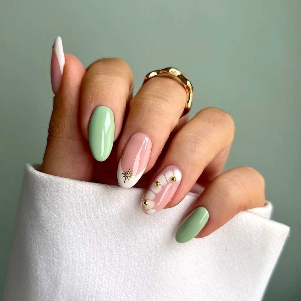 green matcha nails