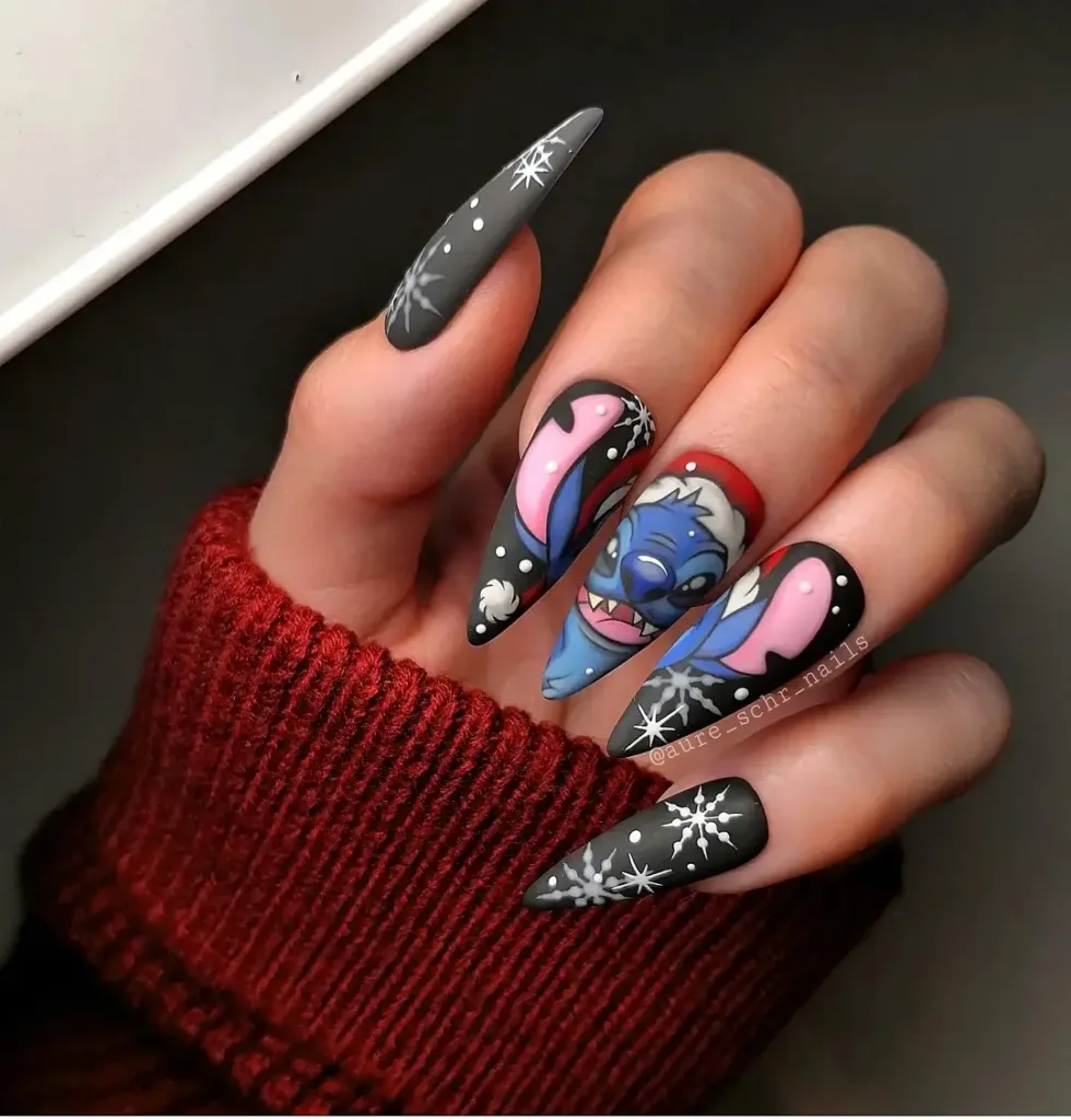 christmas stitch santa hat nails