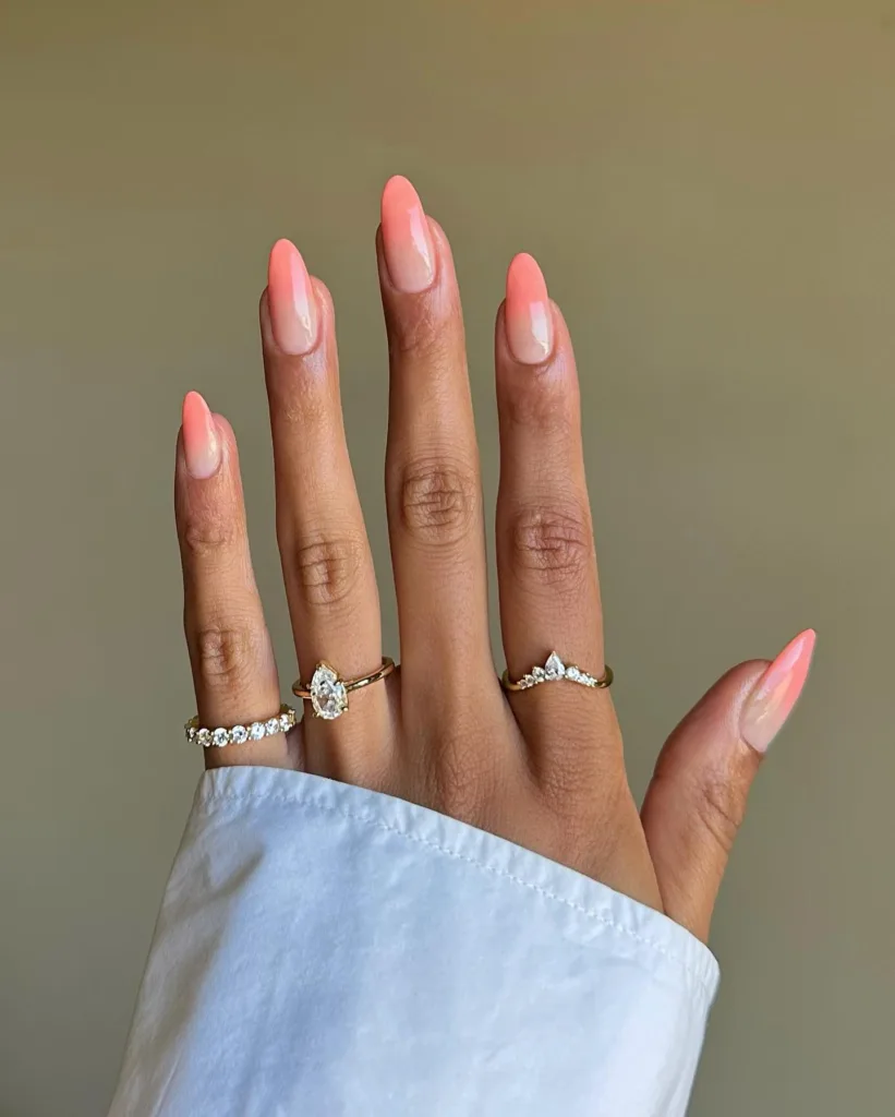 nude peach french fade nails