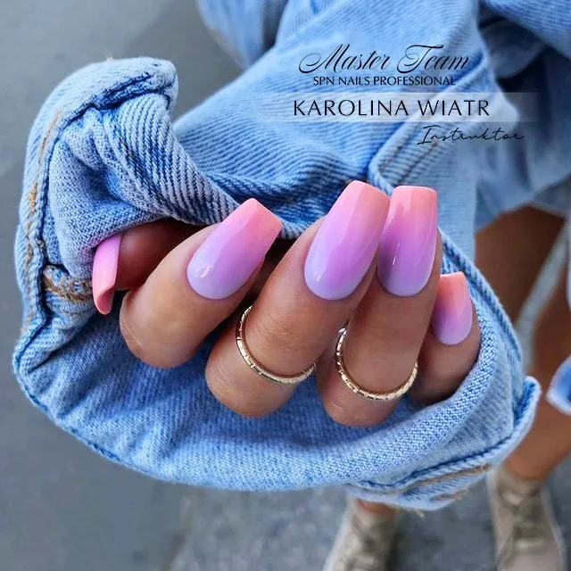 pink purple ombre square nails