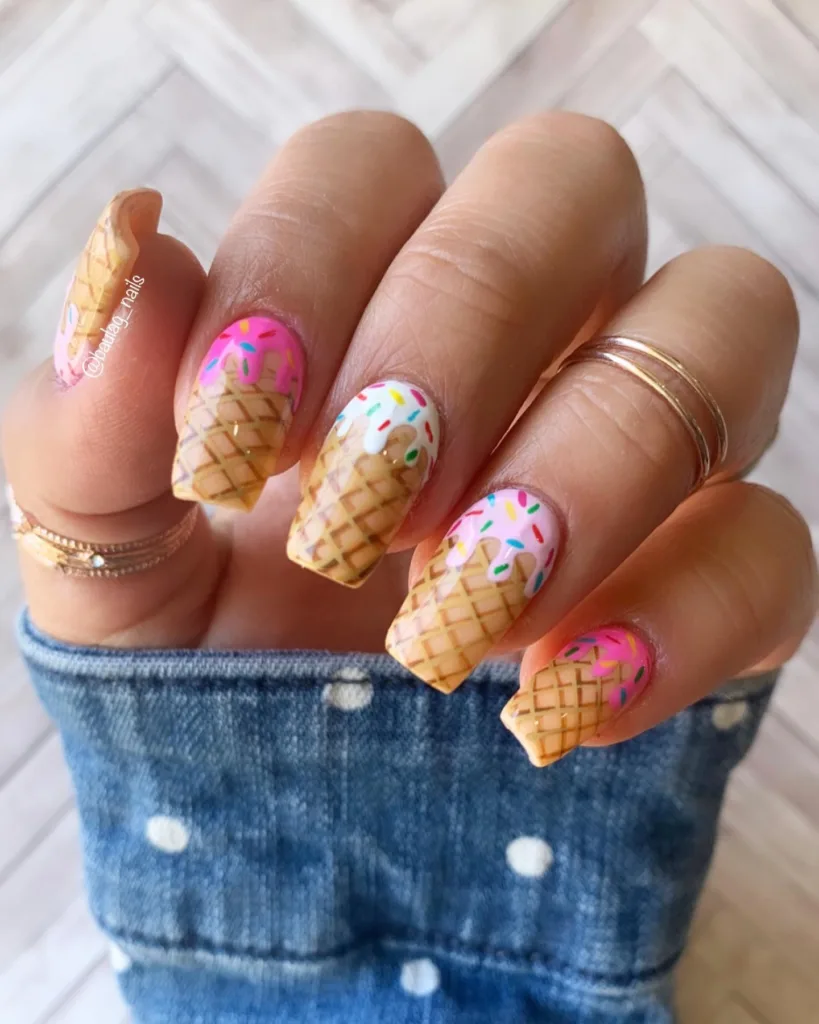 sprinkle cones ice cream nails