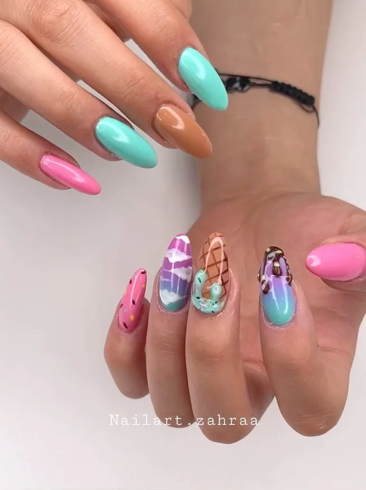 summer swirl nails