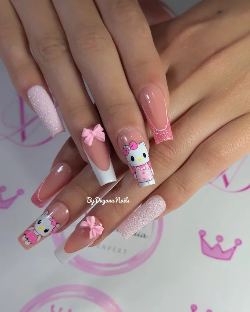 bow princess nails