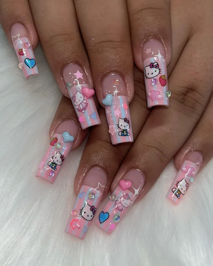 candy stripe nails