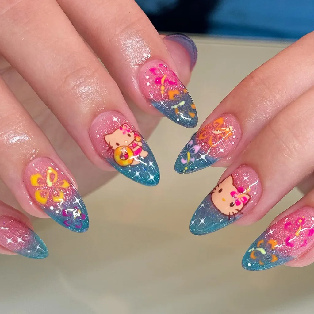 island glow kitty nails