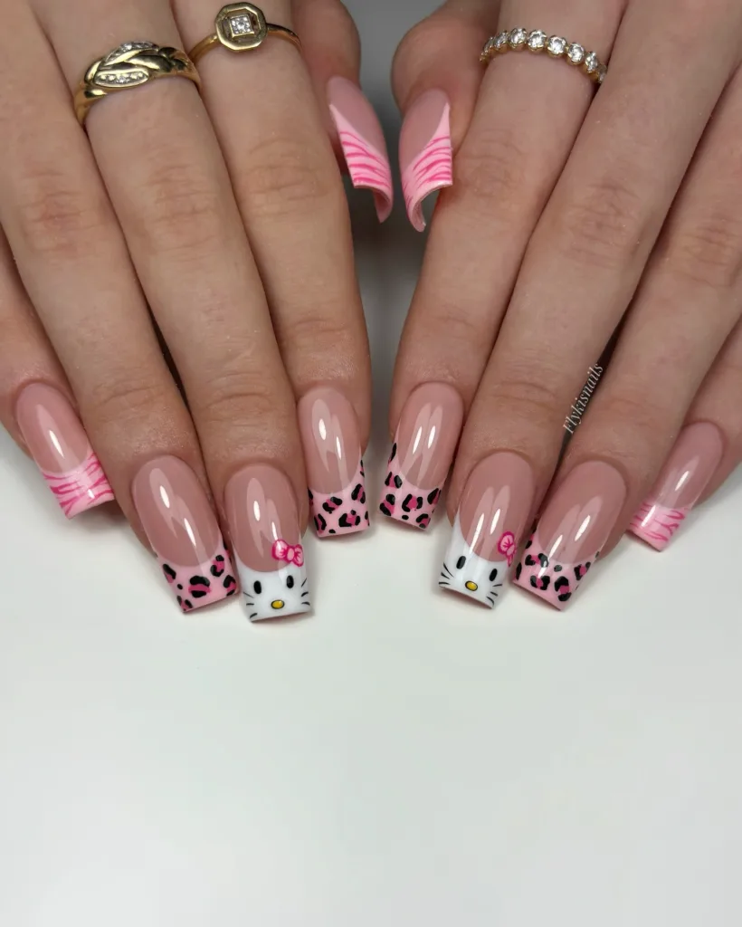 pink kitty safari nails
