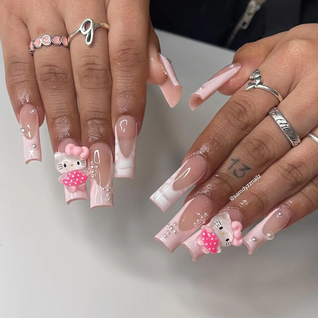strawberry kitty nails
