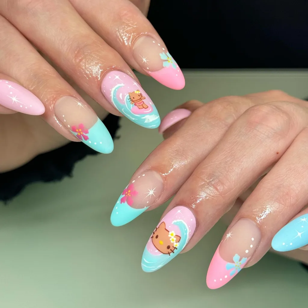 vacay kitty nails