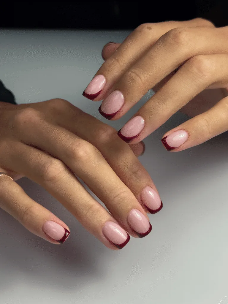 burgundy curve french tips for fall