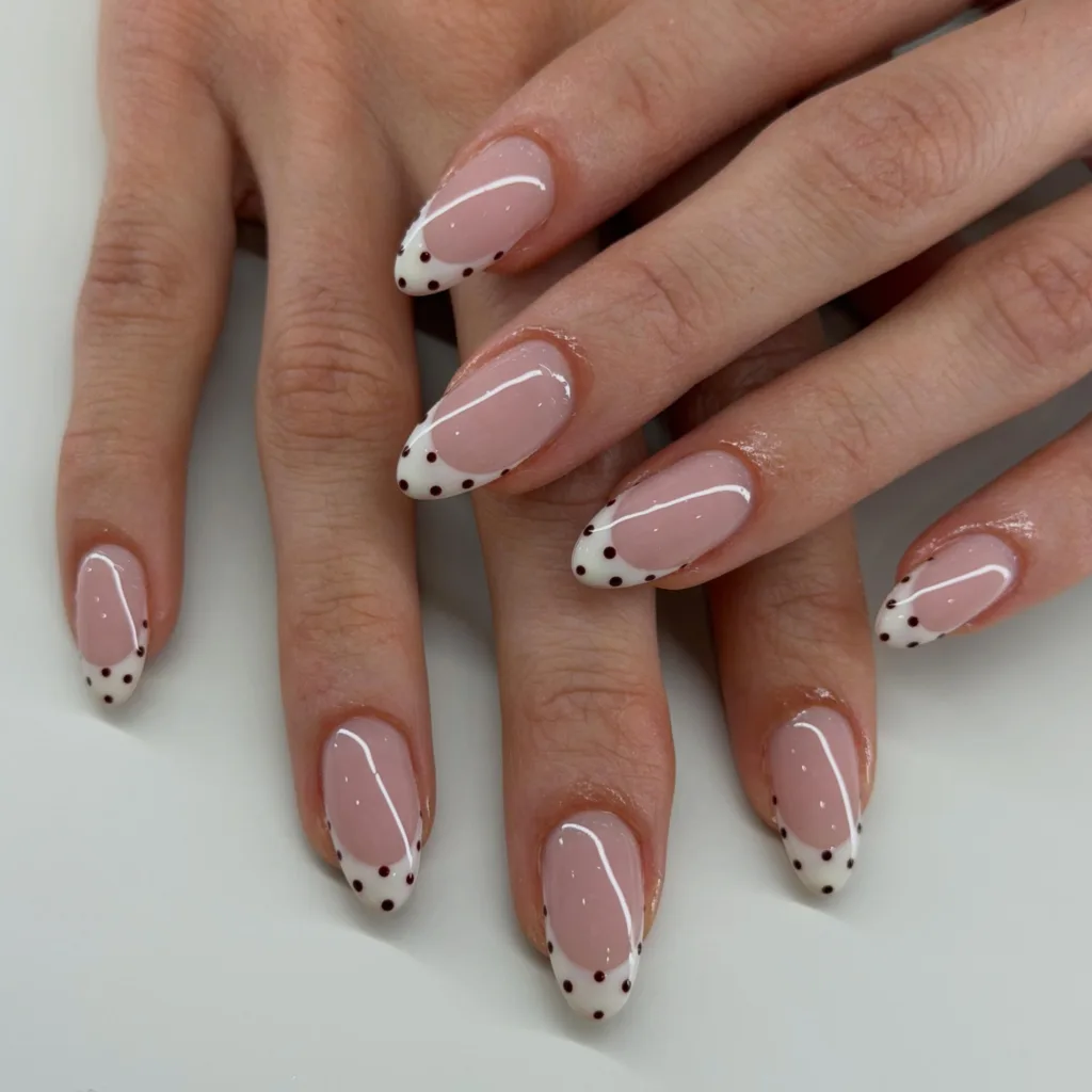 polka dot french tip nails