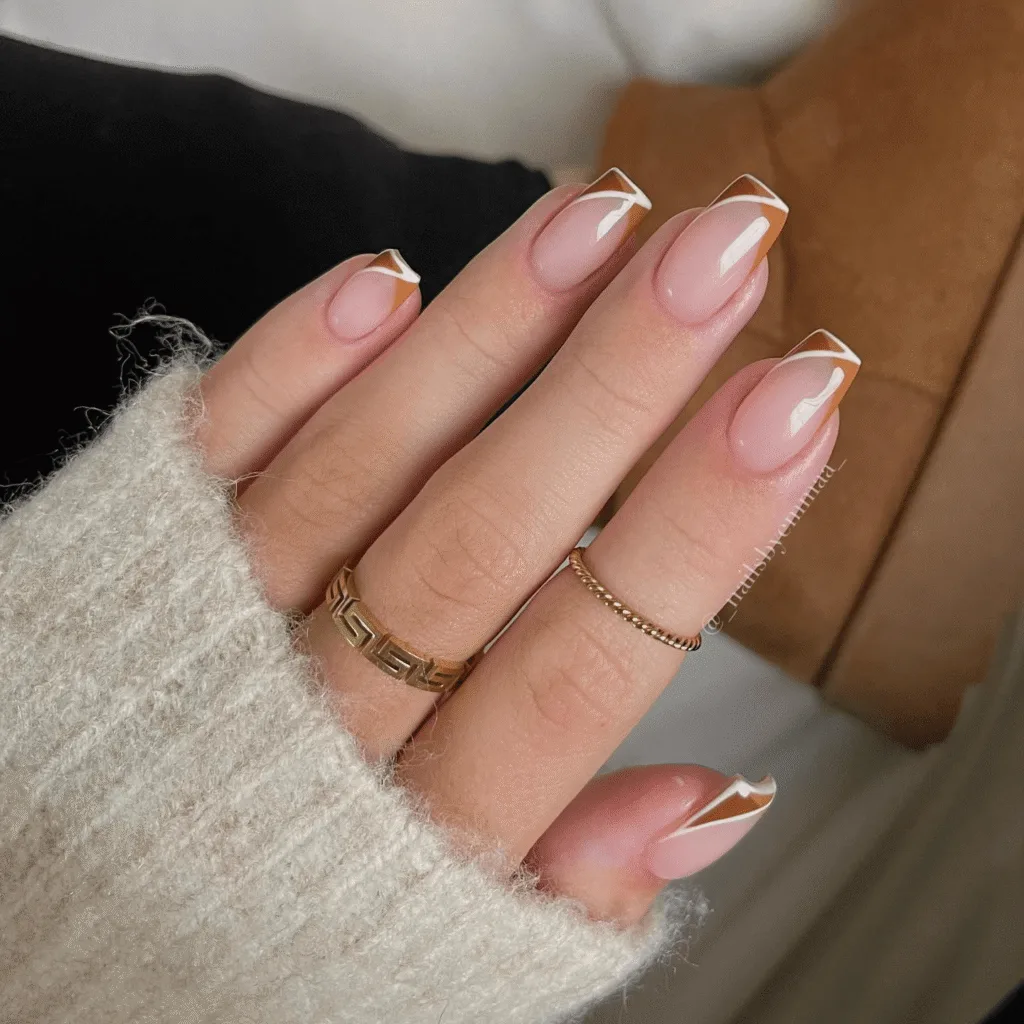pumpkin spice french tips for autumn