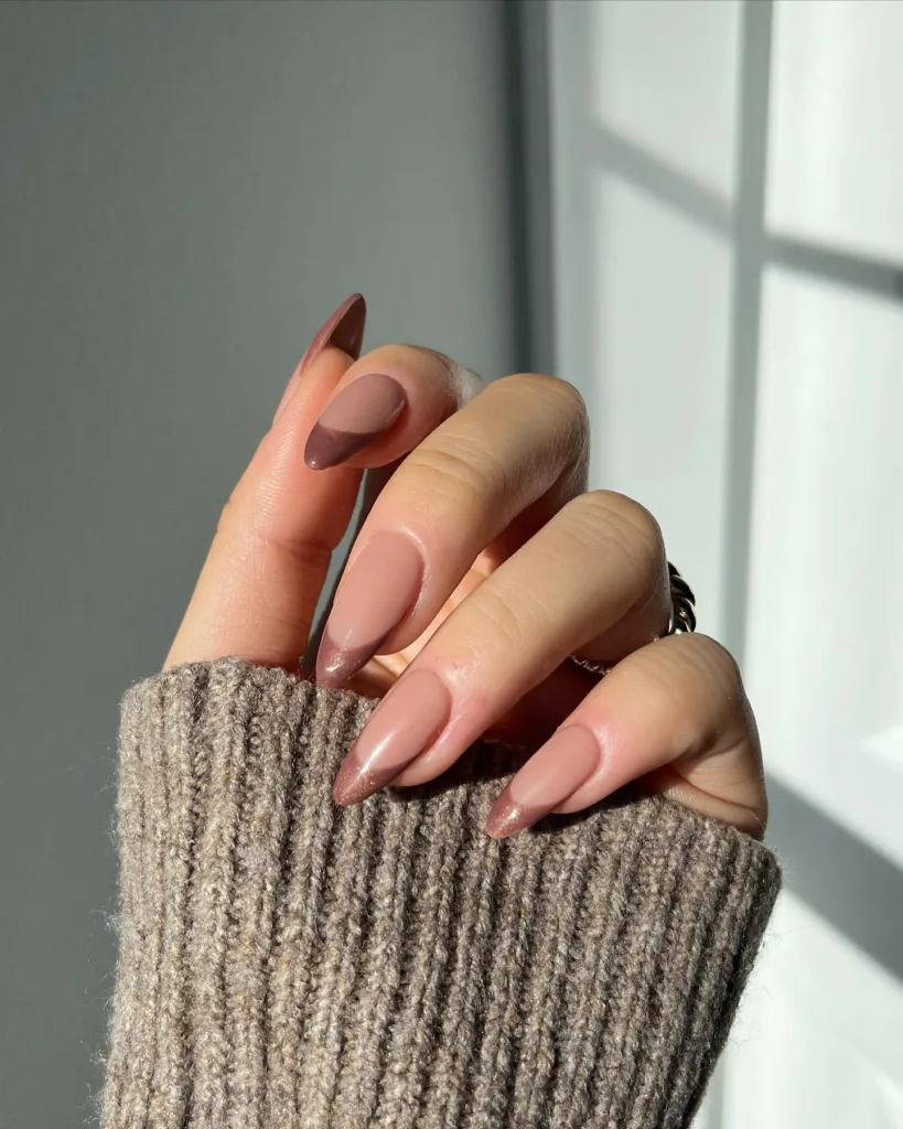 shimmering mocha french tips for fall