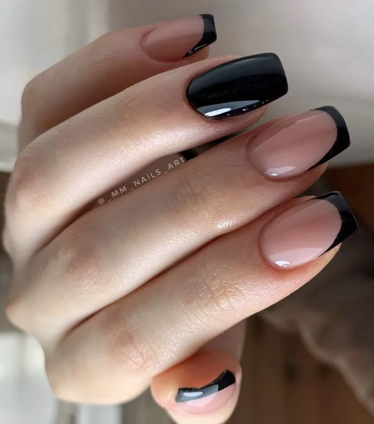 solid accent black nails