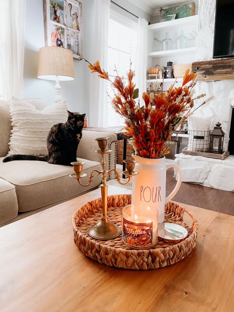 brass candleholder tray