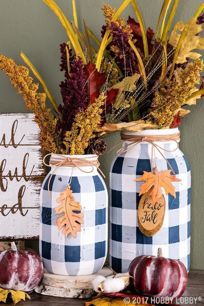 buffalo check mason jars craft for adults