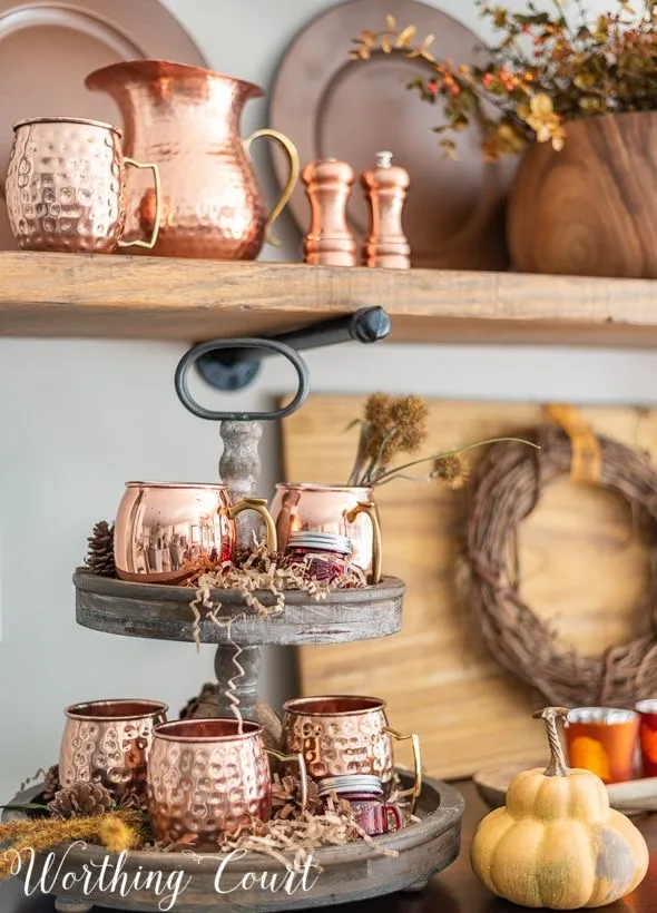 copper mug tiered tray