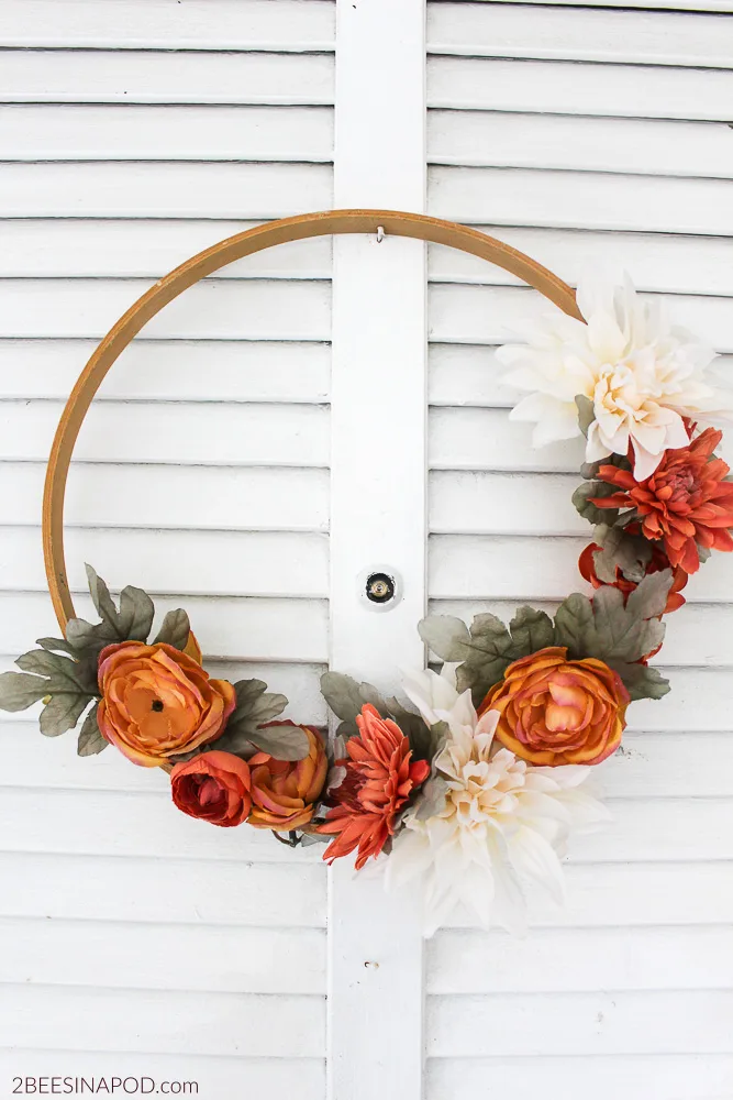 fall embroidery hoop wreath craft for adults