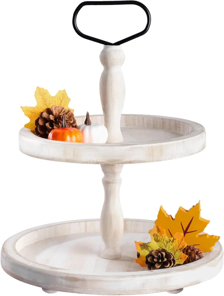 farmhouse tiered wood tray