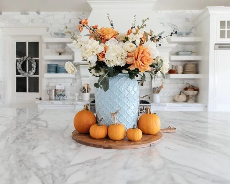 floral pumpkin centerpiece for fall