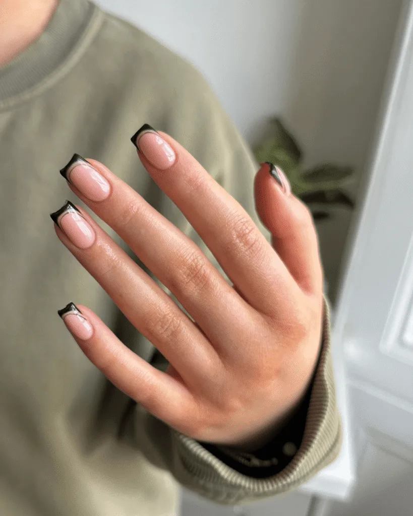 black layered french tips