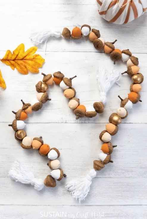 fall painted acorn garland craft