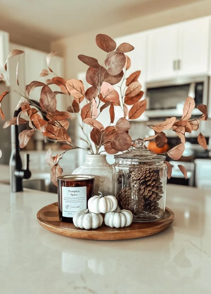 fall pinecones in jar