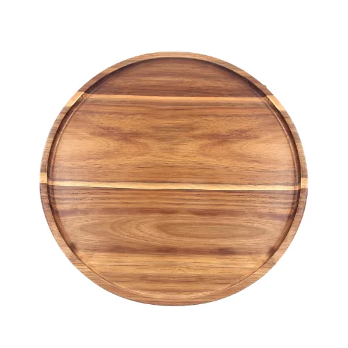 round acacia wood tray
