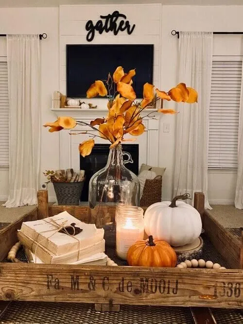 rustic crate fall decorating centerpiece