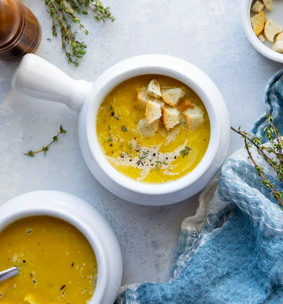 Butternut Squash Soup Bowl Overhead